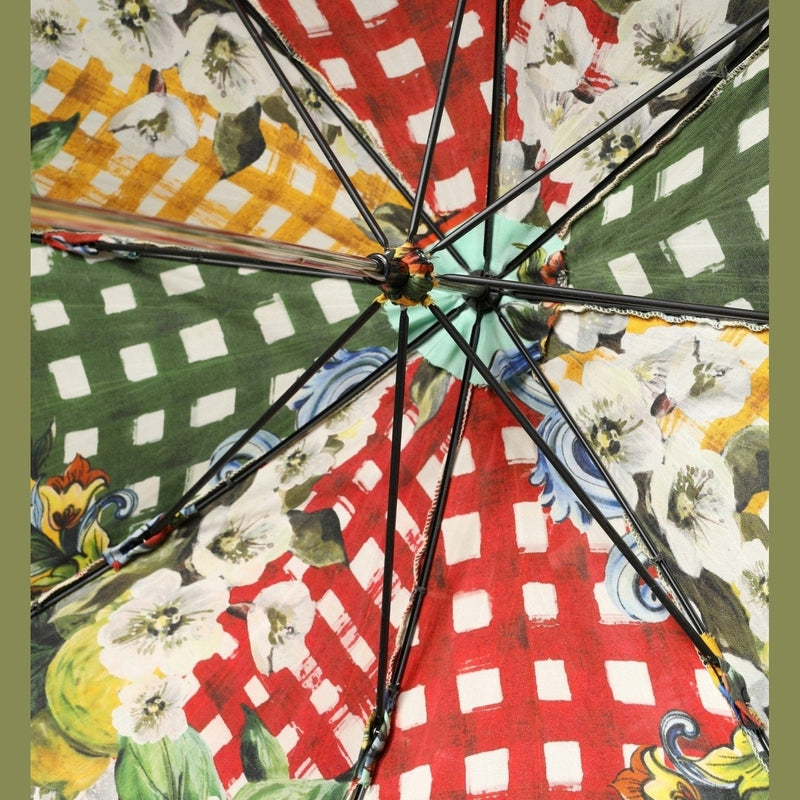 Dolce & Gabbana Multicolor Carretto Siciliano Print Collapsible Umbrella