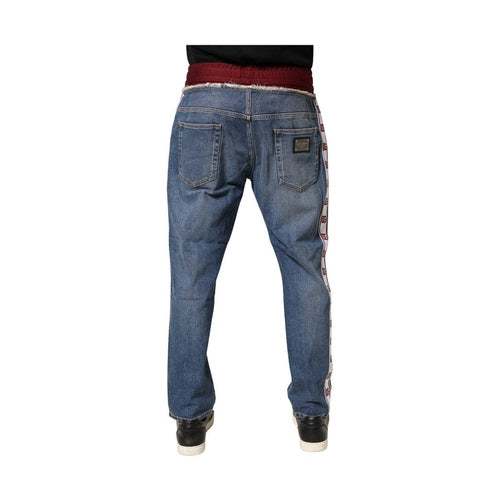 Dolce & Gabbana Blue Cotton Drawstring Straight Denim Jeans