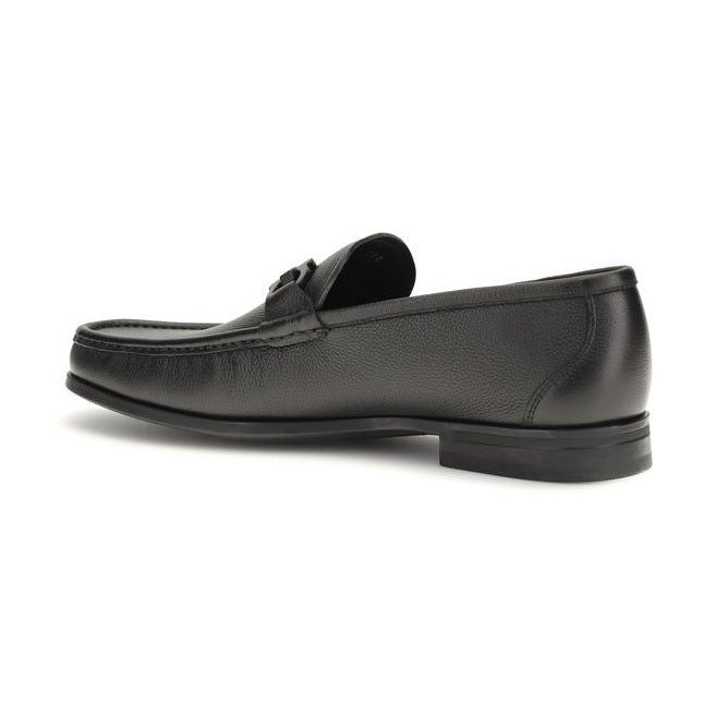 Ferragamo Black Calf Leather Bos Taurus Slip-On Loafers