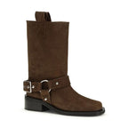 Ganni Brown Recycled Leather Lace-Up Boots