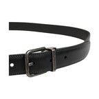 Dolce & Gabbana Men Black Classic Leather Metal Buckle Belt
