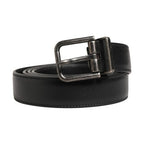 Dolce & Gabbana Men Black Classic Leather Metal Buckle Belt