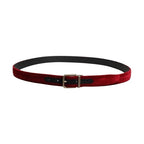 Dolce & Gabbana Men Burgundy Velvet Cotton Metal Buckle Belt