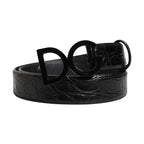 Dolce & Gabbana Men Black Exotic Leather Logo Buckle Belt