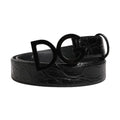 Men Black Exotic Leather Logo Buckle Belt