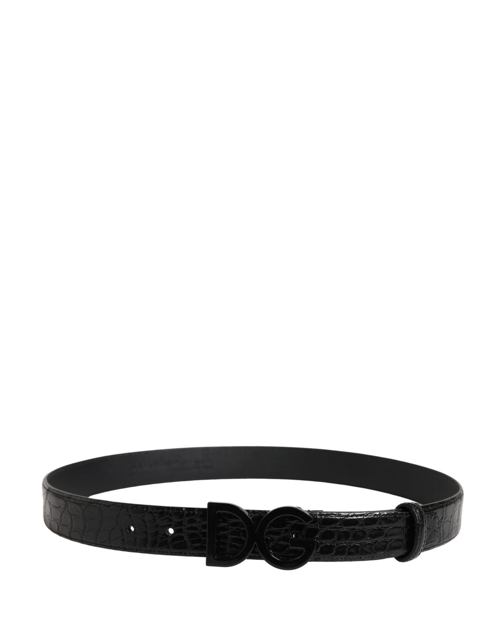 Dolce & Gabbana Men Black Exotic Leather Logo Buckle Belt