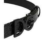 Dolce & Gabbana Men Black Exotic Leather Logo Buckle Belt
