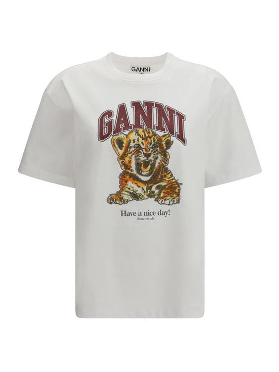 Ganni White Cotton T-Shirt