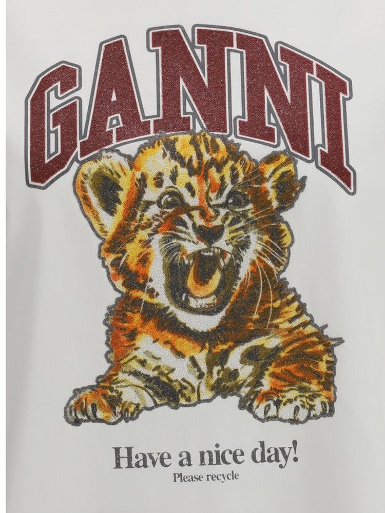 Ganni White Cotton T-Shirt