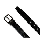 Dolce & Gabbana Men Black Classic Leather Metal Buckle Belt