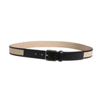 Dolce & Gabbana Men Beige Woven Leather Metal Buckle Belt