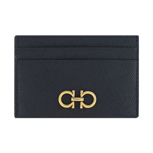 Ferragamo Black Calf Leather Bos Taurus Wallet