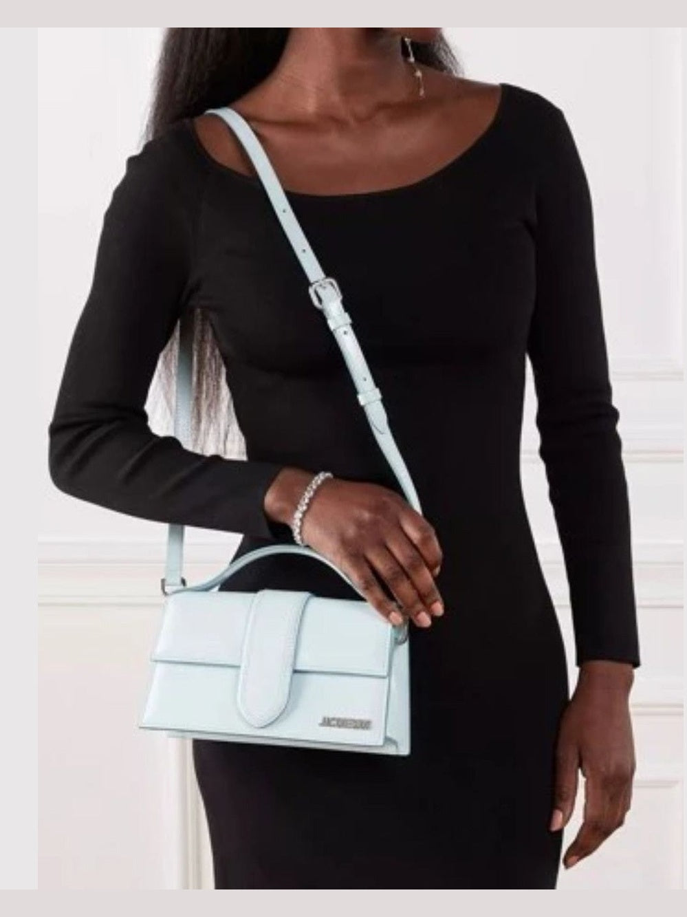 Jacquemus Pale blue Leather Le Grand Bambino Handbag