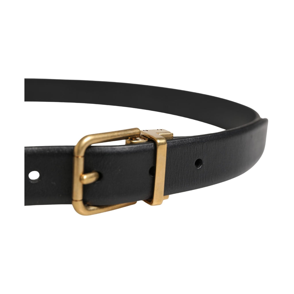 Dolce & Gabbana Men Black Classic Leather Metal Buckle Belt