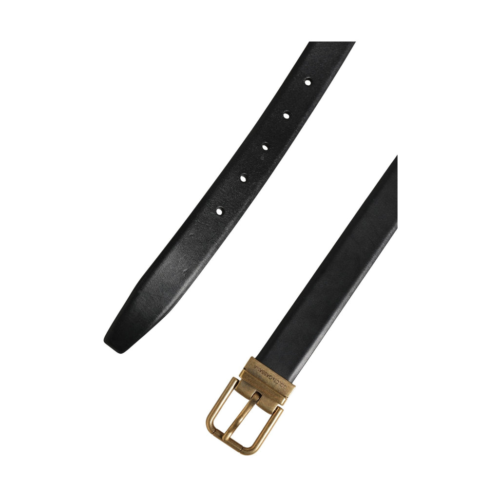 Dolce & Gabbana Men Black Classic Leather Metal Buckle Belt