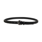 Men Black Calf Embellished Metal Buckle Belt
