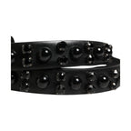 Men Black Calf Embellished Metal Buckle Belt