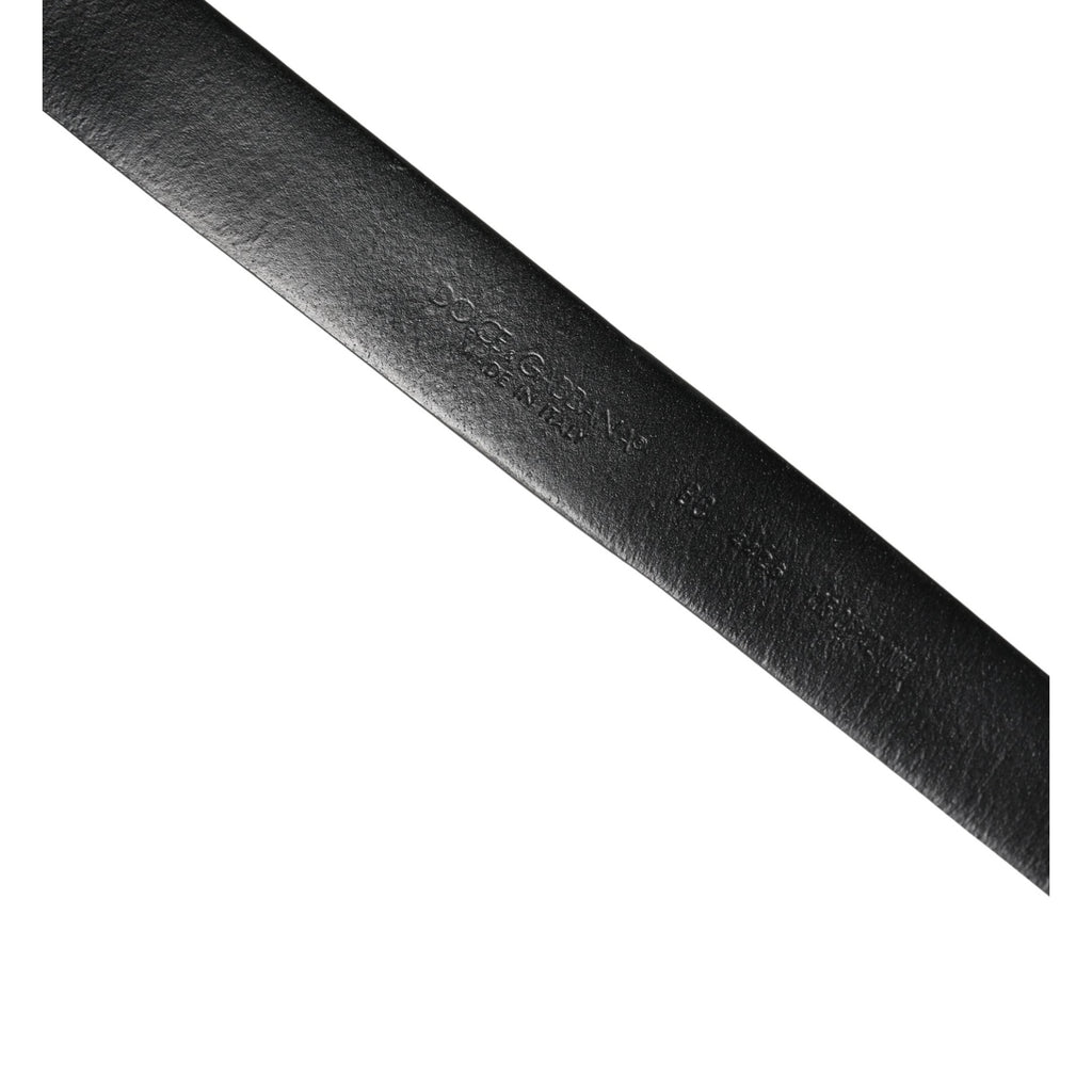 Men Black Calf Embellished Metal Buckle Belt