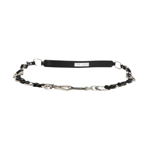 Dolce & Gabbana Black Leather Silver Chain Bag Accessory Shoulder Strap