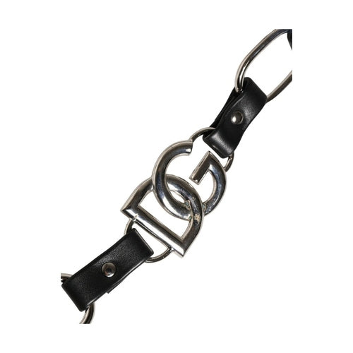 Dolce & Gabbana Black Leather Silver Chain Bag Accessory Shoulder Strap