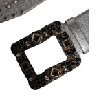 Dolce & Gabbana Silver Leather Crystal Metal Buckle Belt