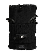 Dolce & Gabbana Black Tricot Wool Blend Duffel Backpack Travel Borse Bag