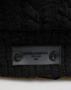 Dolce & Gabbana Black Tricot Wool Blend Duffel Backpack Travel Borse Bag