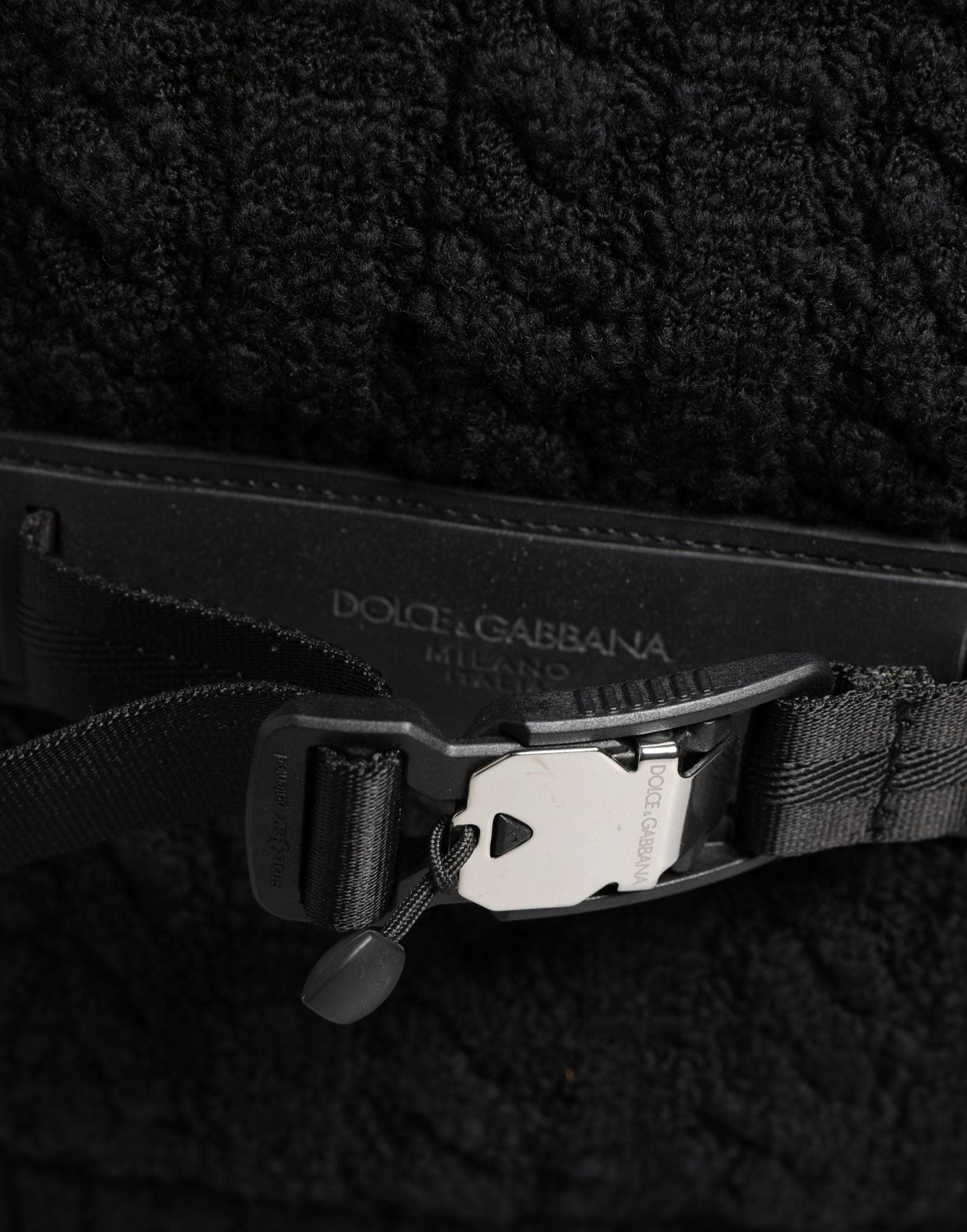 Dolce & Gabbana Black Tricot Wool Blend Duffel Backpack Travel Borse Bag