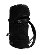 Dolce & Gabbana Black Tricot Wool Blend Duffel Backpack Travel Borse Bag