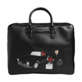 Dolce & Gabbana Black Car Man Applique Leather Weekender Borse Bag