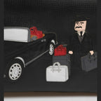 Dolce & Gabbana Black Car Man Applique Leather Weekender Borse Bag