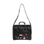 Dolce & Gabbana Black Car Man Applique Leather Weekender Borse Bag