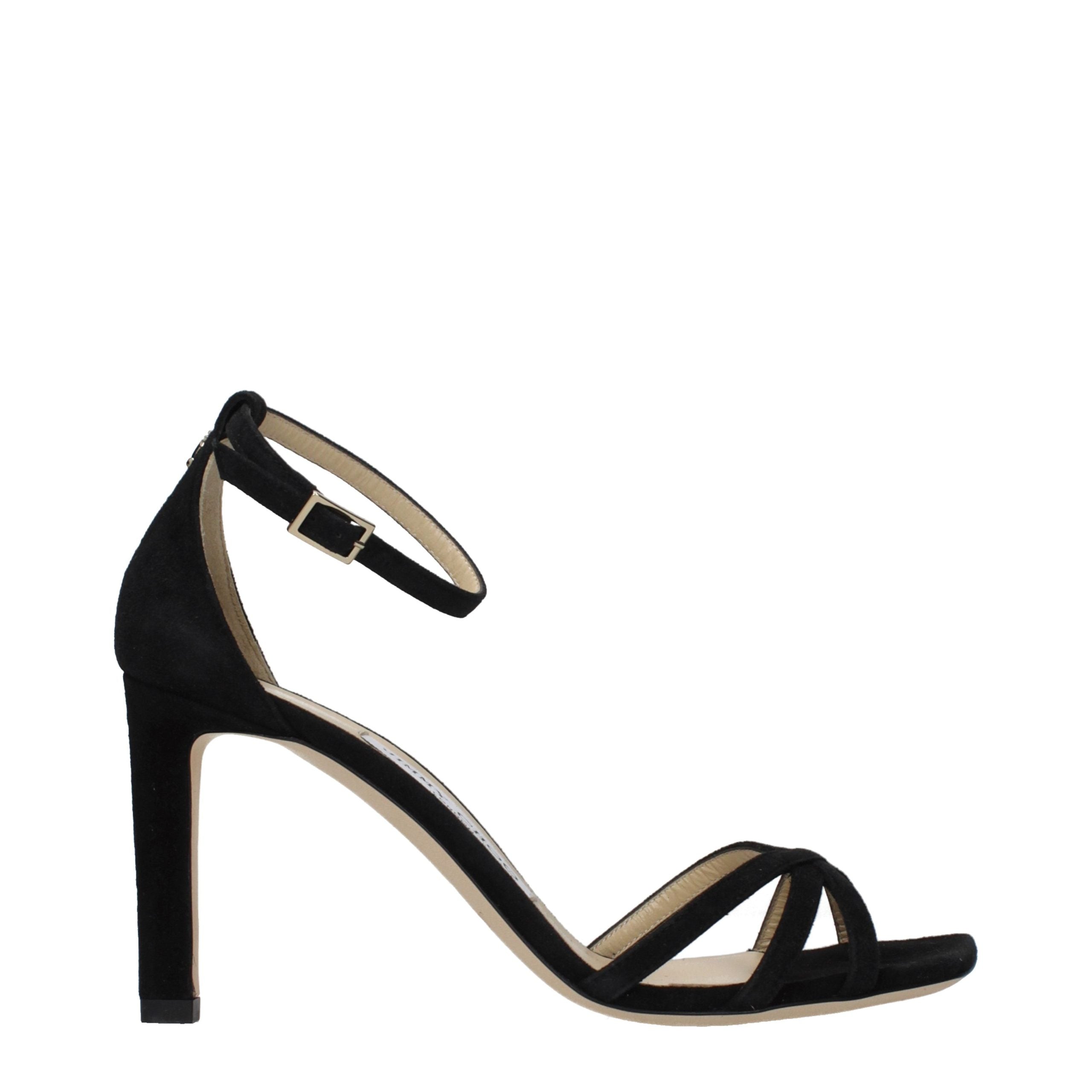 Jimmy Choo Black Leather Stiletto Heel Sandals