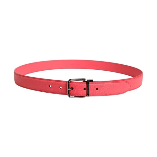 Dolce & Gabbana Pink Calf Leather Silver Metal Buckle Belt