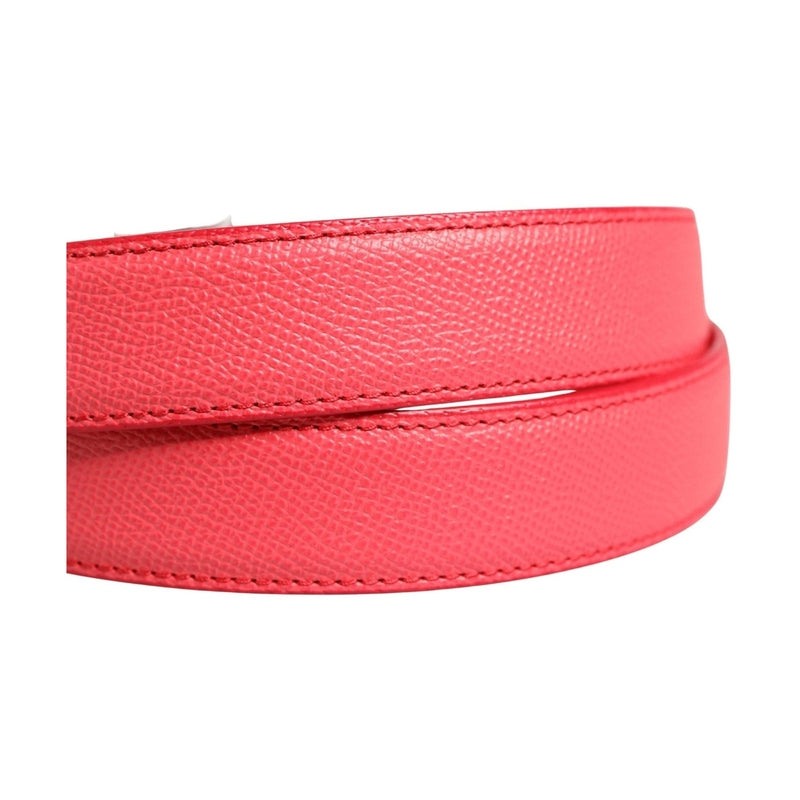 Dolce & Gabbana Pink Calf Leather Silver Metal Buckle Belt