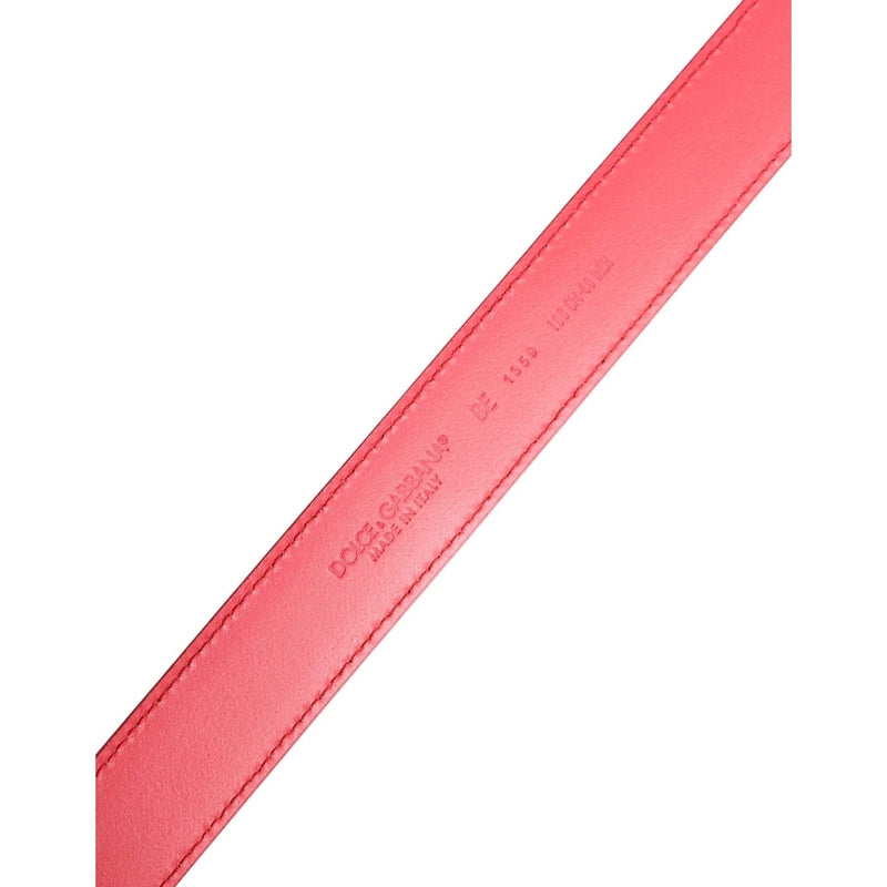 Dolce & Gabbana Pink Calf Leather Silver Metal Buckle Belt