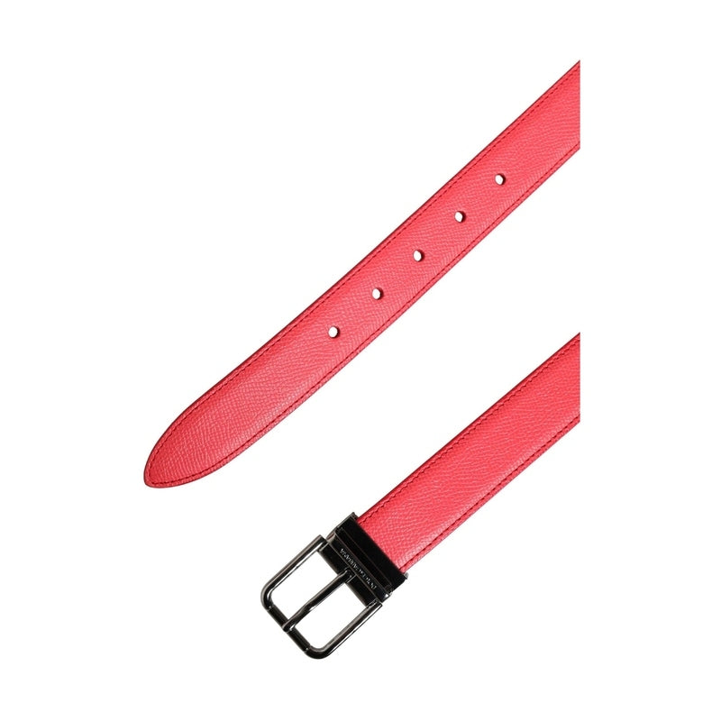 Dolce & Gabbana Pink Calf Leather Silver Metal Buckle Belt