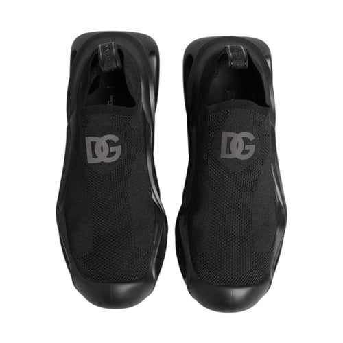 Dolce & Gabbana Black Slip On Wave Low Top Sneakers Shoes