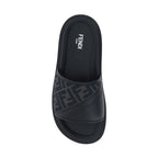 Fendi Gray Fabric Flat Sandals