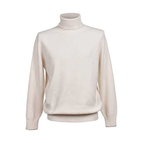 Brunello Cucinelli White Leather Turtleneck
