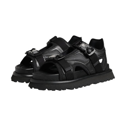 Dolce & Gabbana Black Logo Detailed Men Chunky Sandals Shoes