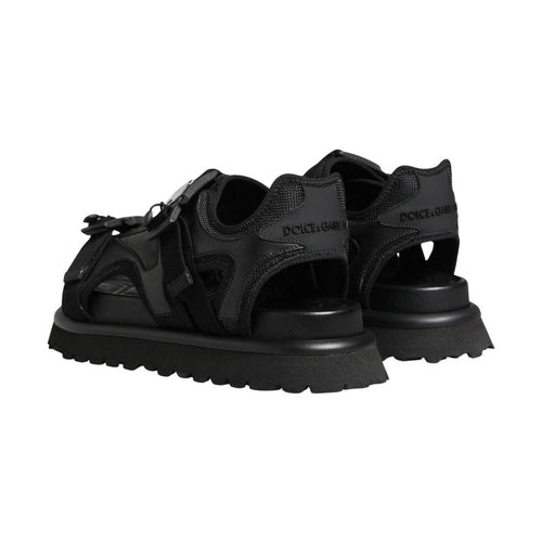 Dolce & Gabbana Black Logo Detailed Men Chunky Sandals Shoes