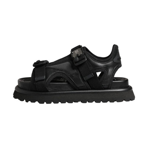 Dolce & Gabbana Black Logo Detailed Men Chunky Sandals Shoes