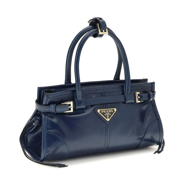 Prada Blue Calf Leather Bos Taurus Handbag