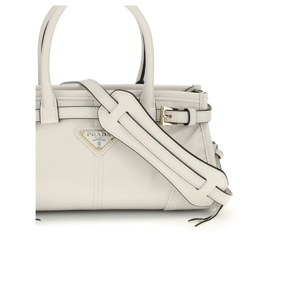 Prada White Calf Leather Bos Taurus Handbag