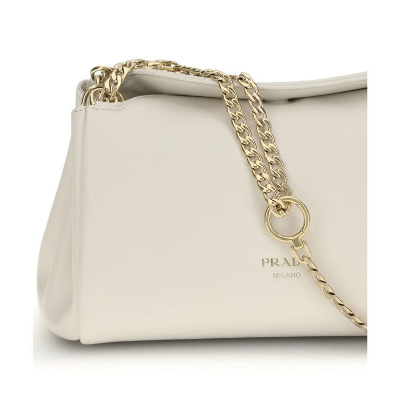 Prada White Calf Leather Bos Taurus Shoulder Bag