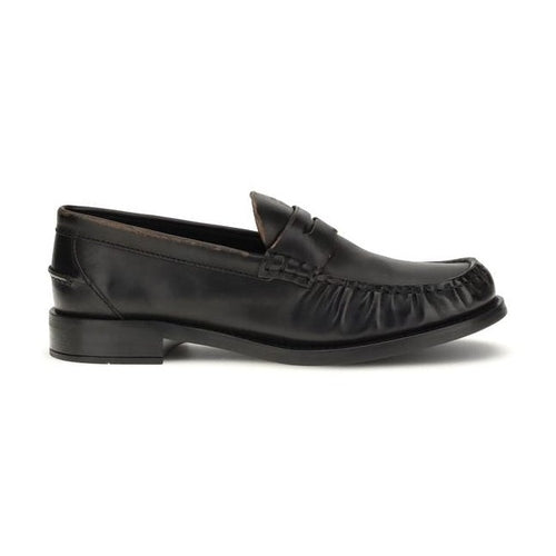 Prada Black Calf Leather Bos Taurus Slip-On Loafers