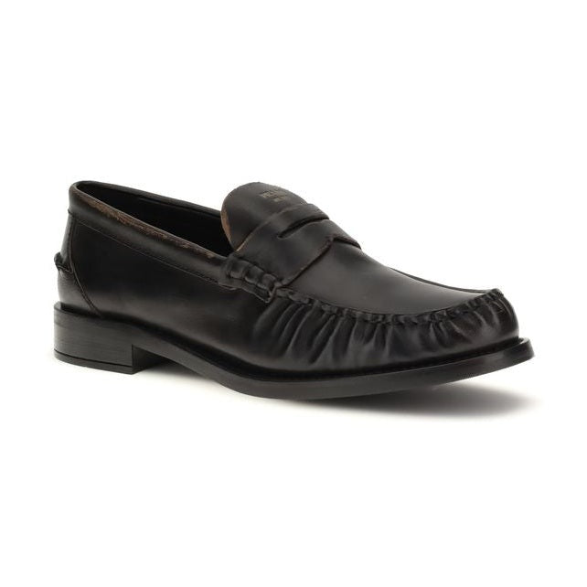 Prada Black Calf Leather Bos Taurus Slip-On Loafers