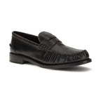 Prada Black Calf Leather Bos Taurus Slip-On Loafers