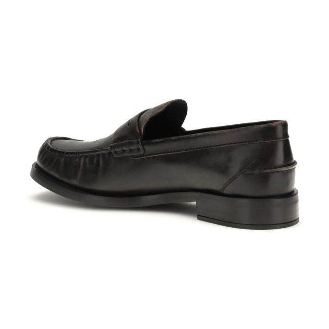 Prada Black Calf Leather Bos Taurus Slip-On Loafers